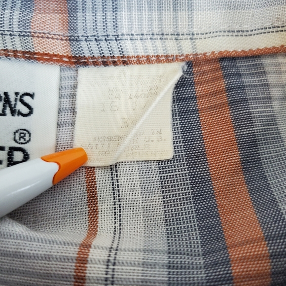 VTG 80s Champion Westerns Brown Plaid Western Pearl Snap Front Shirt Cowboy 16.5 - Picture 9 of 15